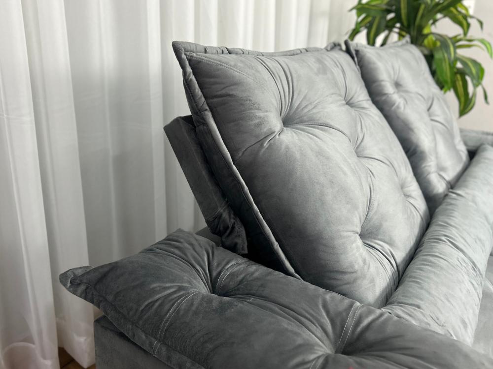 Sofá Retrátil Reclinável Porto Madeiro 2.00m- Cinza Veludo - Imagem 4