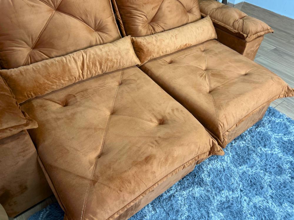 Sofá Retrátil Reclinável Porto Madeiro 2.00m- Terracota Veludo - Imagem 4