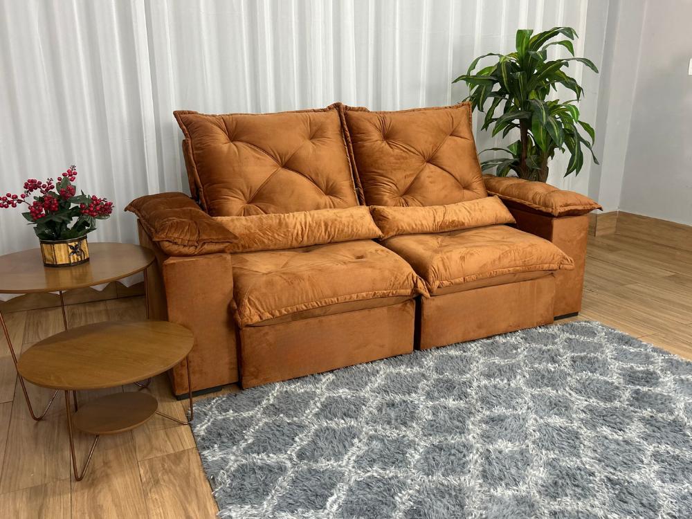 Sofá Retrátil Reclinável Porto Madeiro 2.00m- Terracota Veludo - Imagem 5