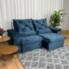 Sofá Retrátil Reclinável Porto Madeiro 2.00m- Azul Veludo