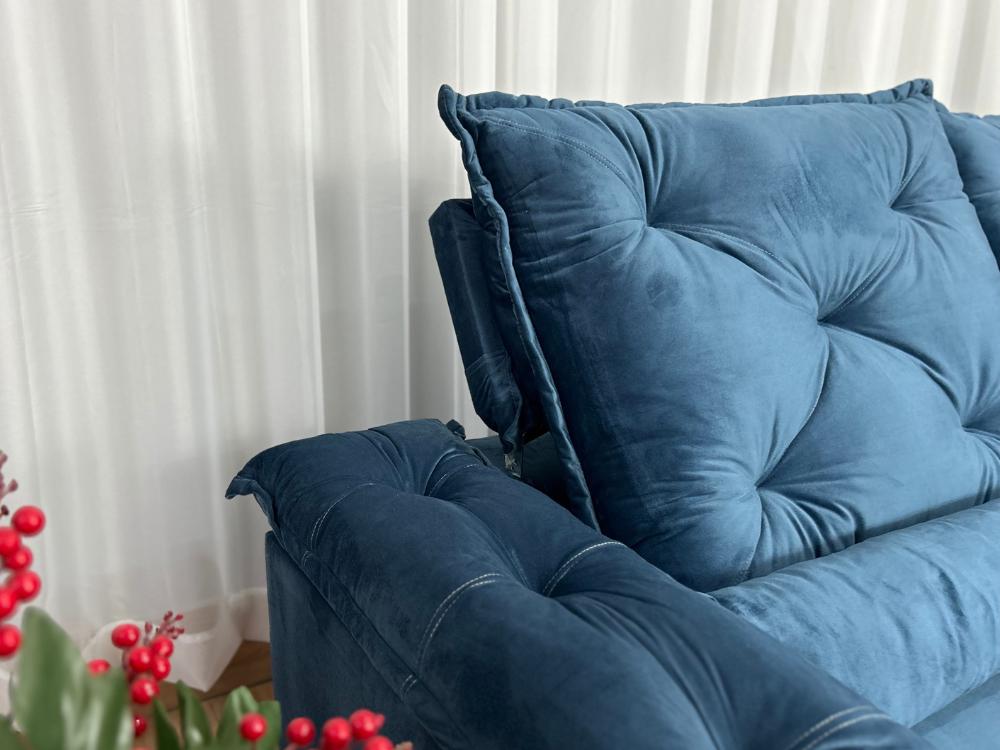 Sofá Retrátil Reclinável Porto Madeiro 2.00m- Azul Veludo - Imagem 6