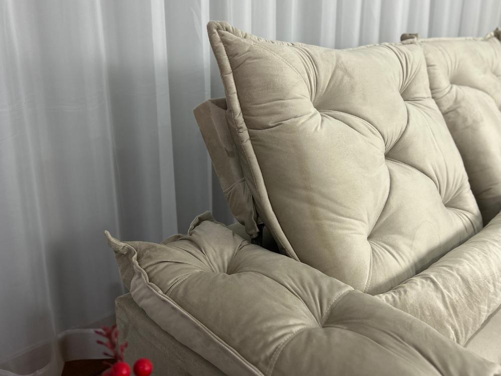 Sofá Retrátil Reclinável Porto Madeiro 2.00m- Bege Veludo - Imagem 6