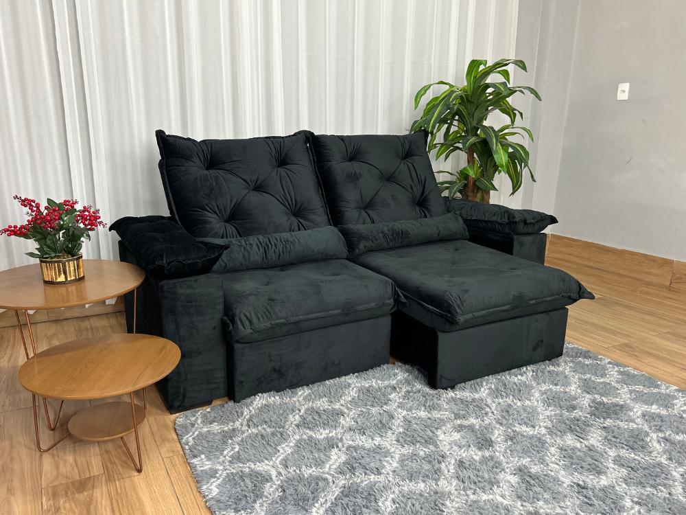 Sofá Retrátil Reclinável Porto Madeiro 2.00m- Marrom Veludo