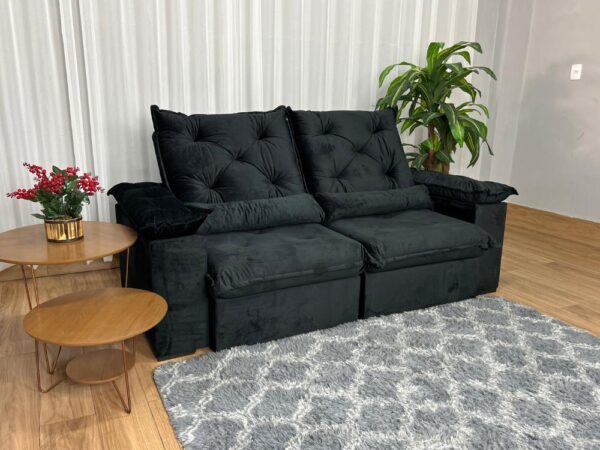 Alternative view of Sofá Retrátil Reclinável Porto Madeiro 2.00m- Marrom Veludo