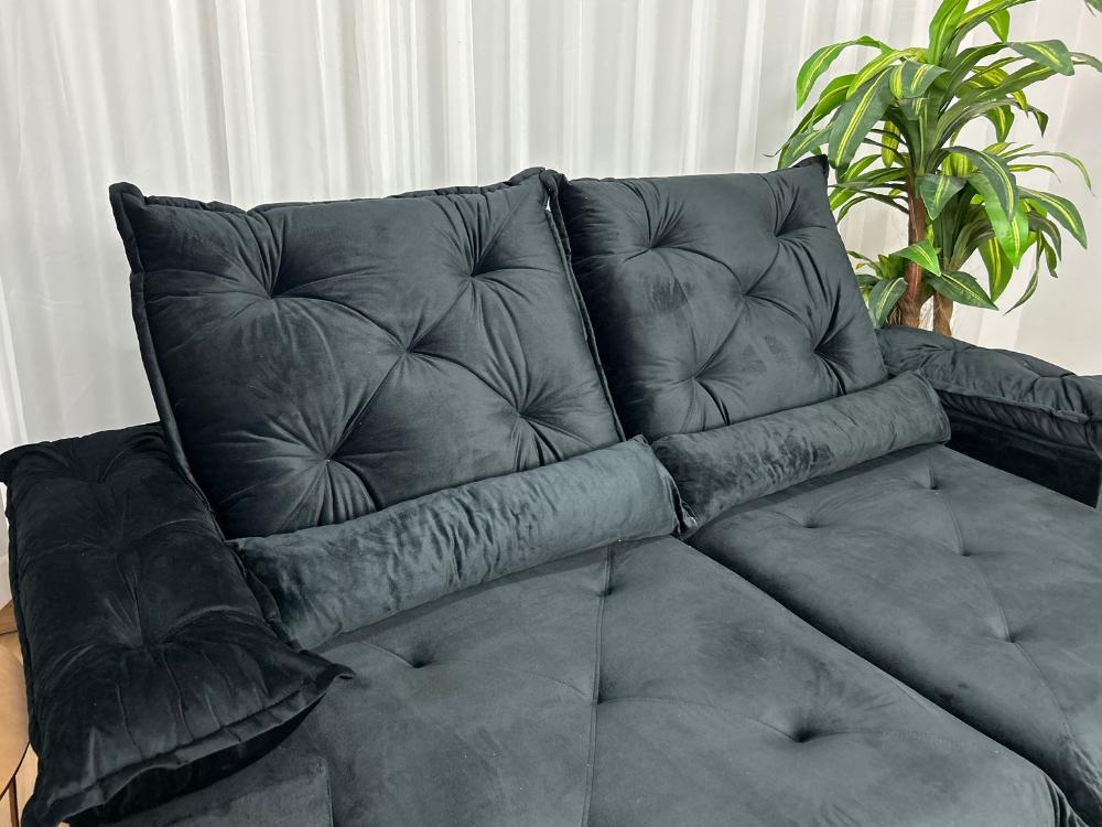 Sofá Retrátil Reclinável Porto Madeiro 2.00m- Marrom Veludo - Imagem 8