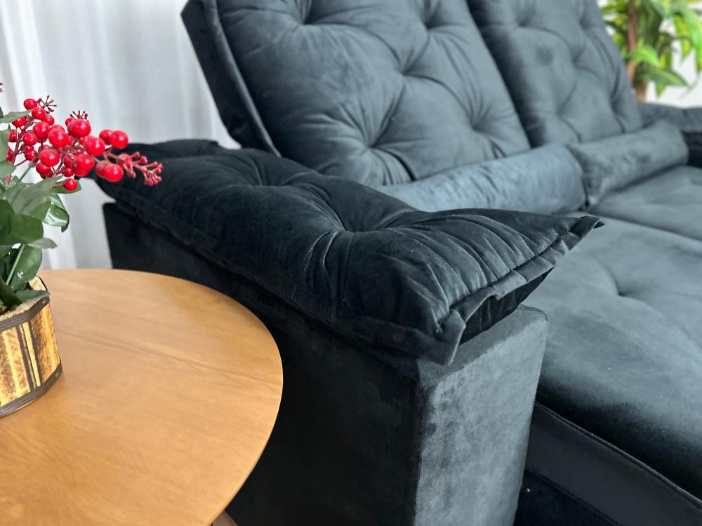 Sofá Retrátil Reclinável Porto Madeiro 2.00m- Marrom Veludo - Imagem 7