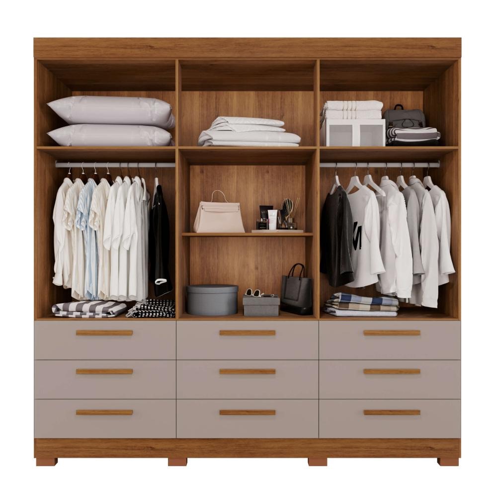 Guarda-Roupa Dinamarca 6 Portas e 9 Gavetas 1.80m – Cinamomo/Off White - Imagem 2
