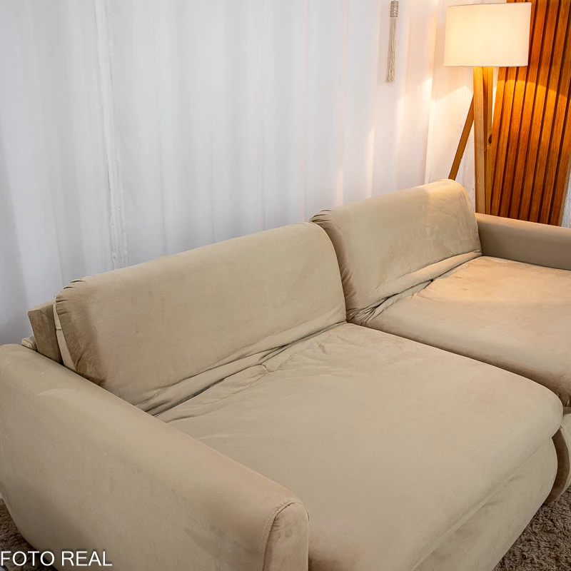 Sofá Retrátil Amaranto Premium 2.30m Veludo Bege - Sem Caixa - Imagem 13