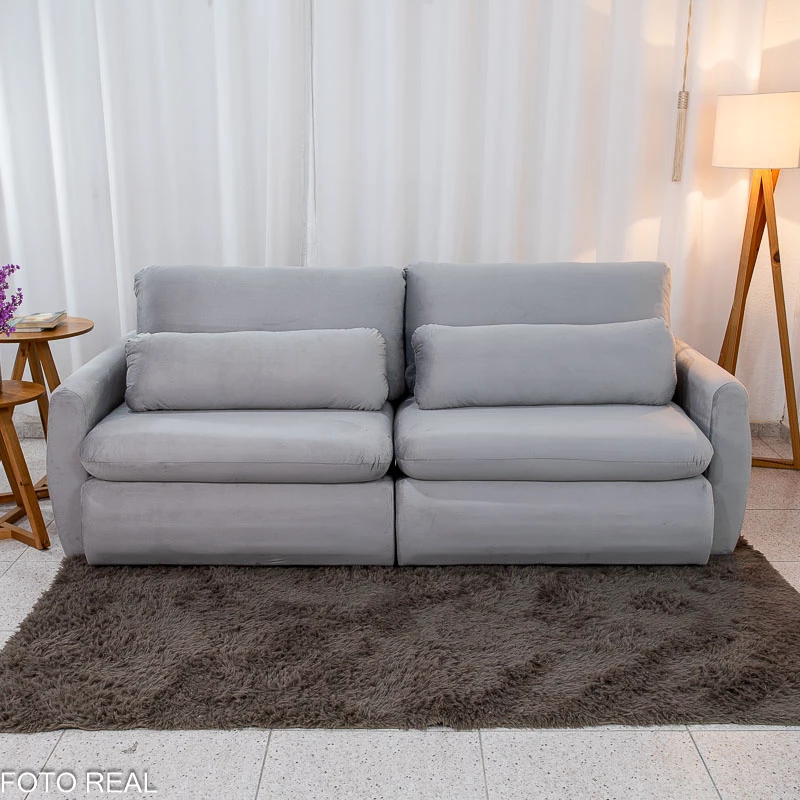 Sofá Retrátil Amaranto Premium 2.30m Veludo Prata - Sem Caixa - Imagem 5