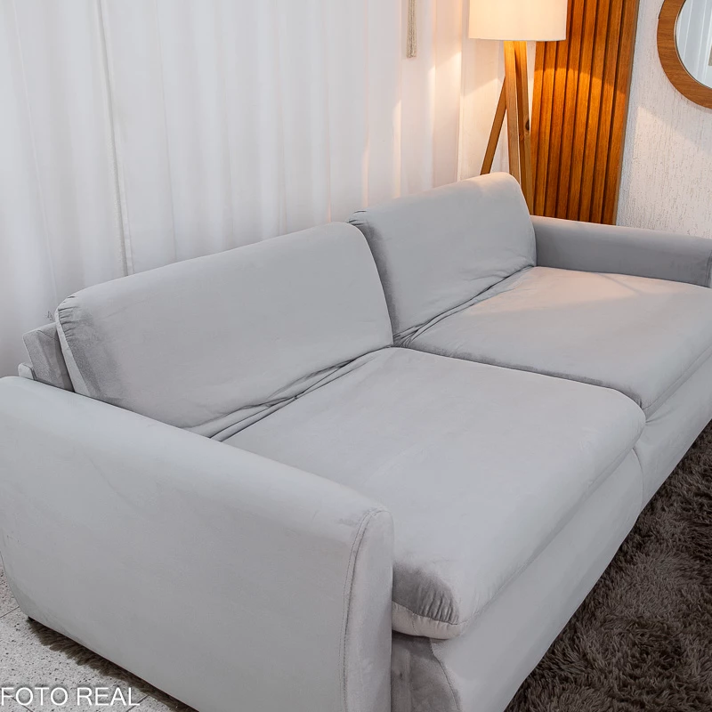 Sofá Retrátil Amaranto Premium 2.30m Veludo Prata - Sem Caixa - Imagem 10