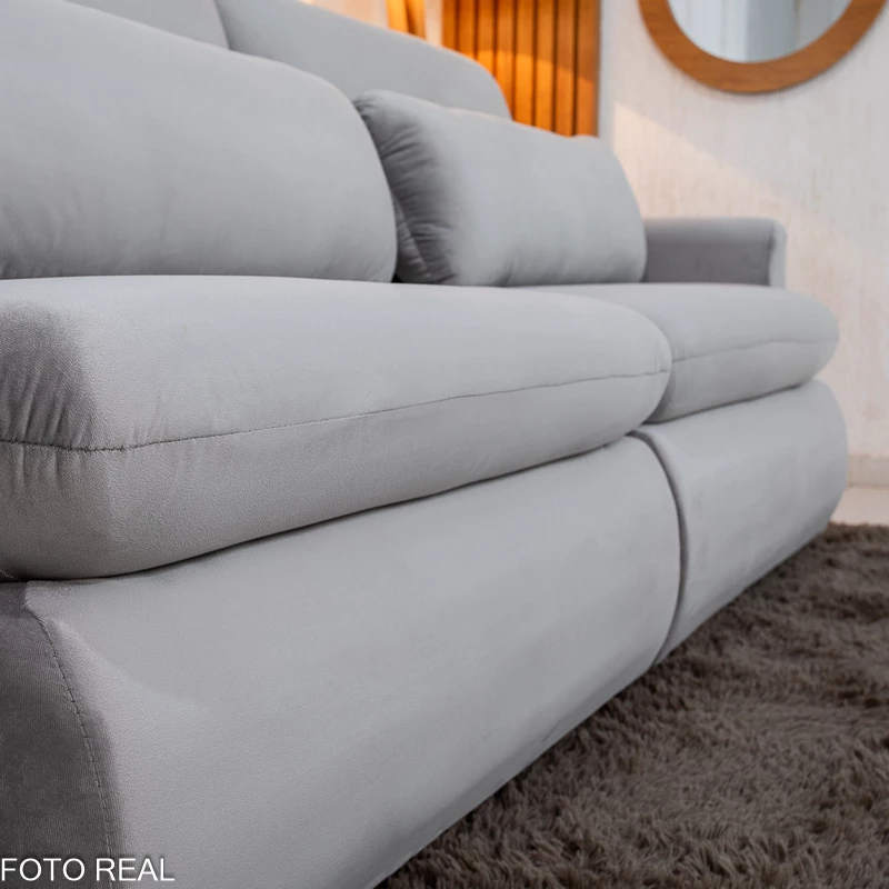Sofá Retrátil Amaranto Premium 2.30m Veludo Prata - Sem Caixa - Imagem 14