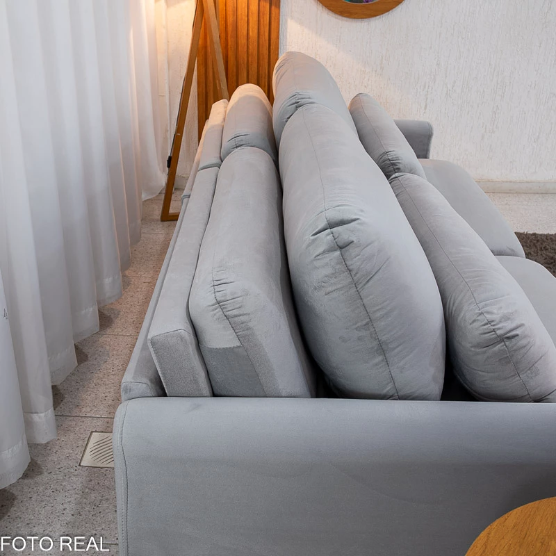 Sofá Retrátil Amaranto Premium 2.30m Veludo Prata - Sem Caixa - Imagem 11
