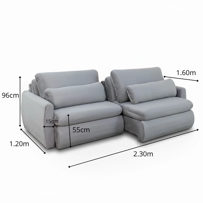 Sofá Retrátil Amaranto Premium 2.30m Veludo Prata - Sem Caixa - Imagem 12