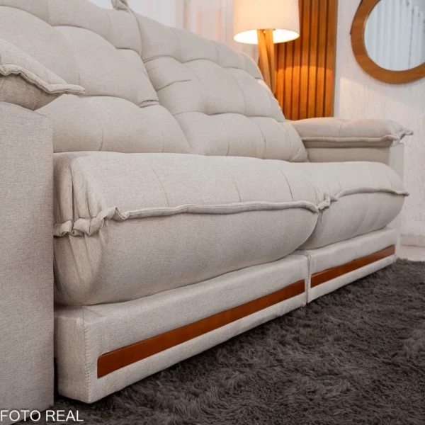 Alternative view of Sofá Retrátil Reclinável Barcelona 2.30m Linho Bege 459 - D33 e Molas Ensacadas Pocket
