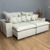 Sofá Retrátil Reclinável Gabriela 2.30m Molas Ensacadas - Espuma D33 Bege Linho
