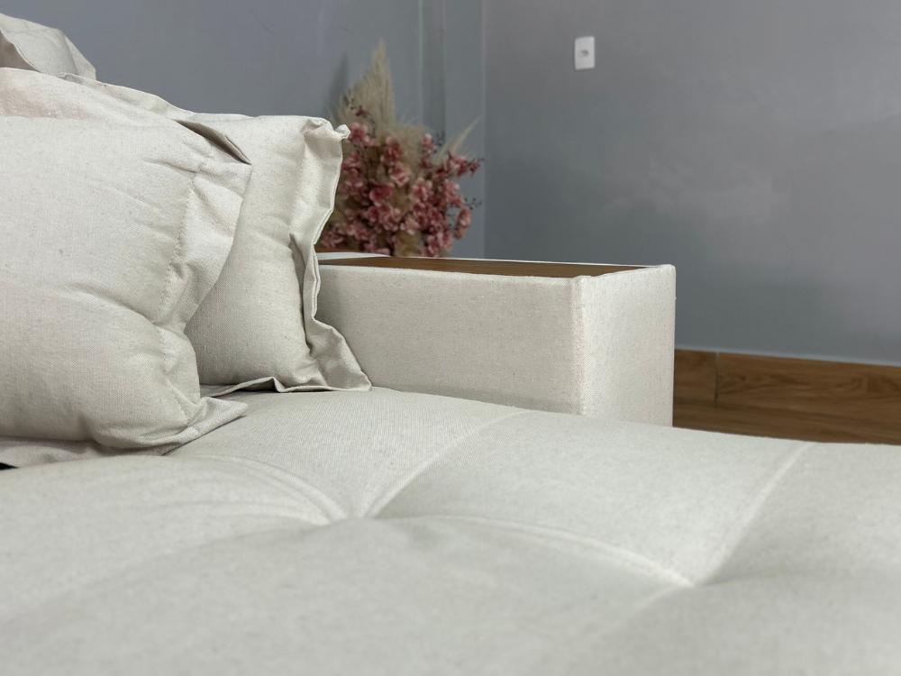Sofá Retrátil Reclinável Gabriela 2.30m Molas Ensacadas - Espuma D33 Bege Linho - Imagem 4