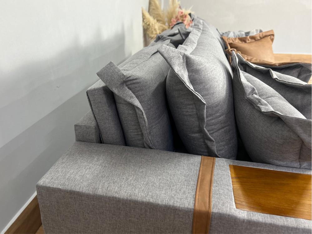 Sofá Retrátil Reclinável Gabriela 2.30m Molas Ensacadas - Espuma D33 Cinza Linho - Imagem 7