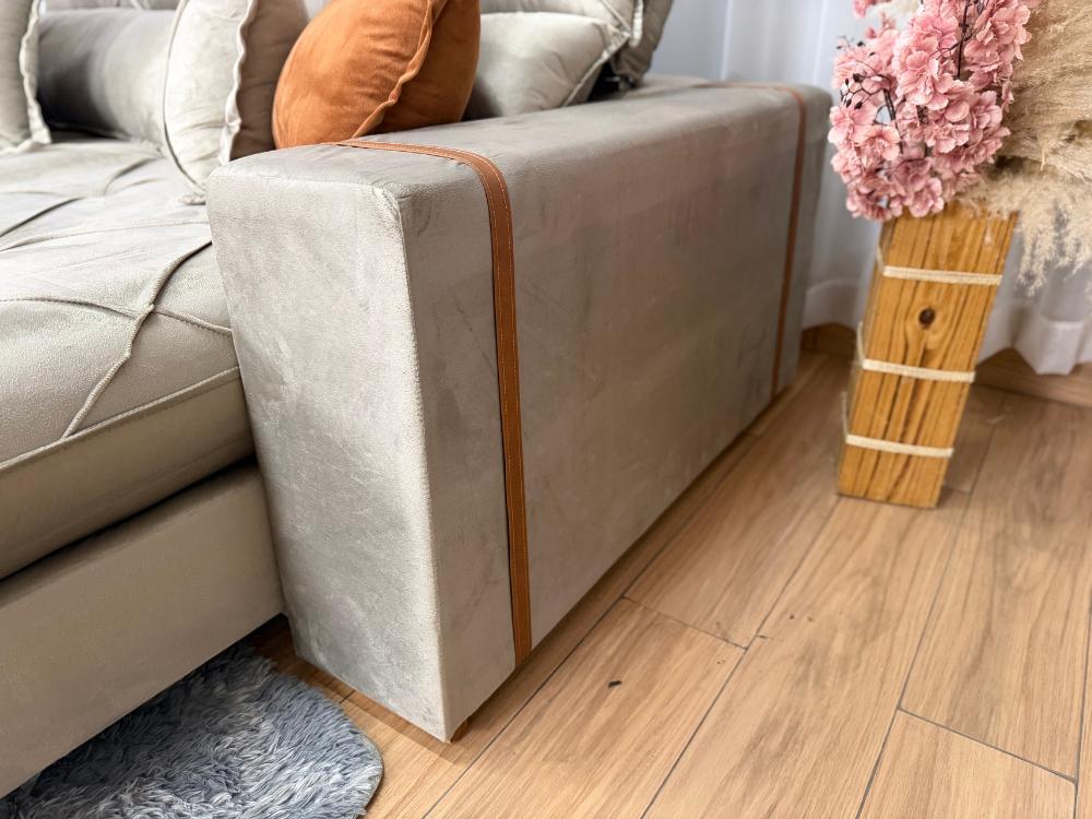 Sofá Retrátil Reclinável Pleno 2.30m - Capuccino Veludo Molas Ensacadas D33 - Imagem 3