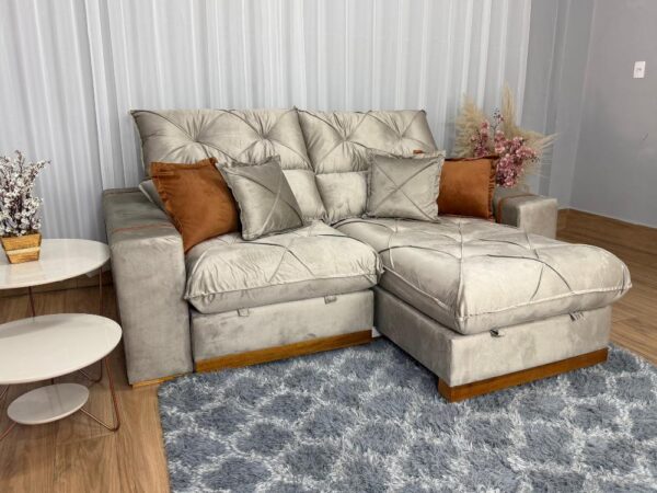 Sofá Retrátil Reclinável Pleno 2.50m - Capuccino Veludo Molas Ensacadas D33