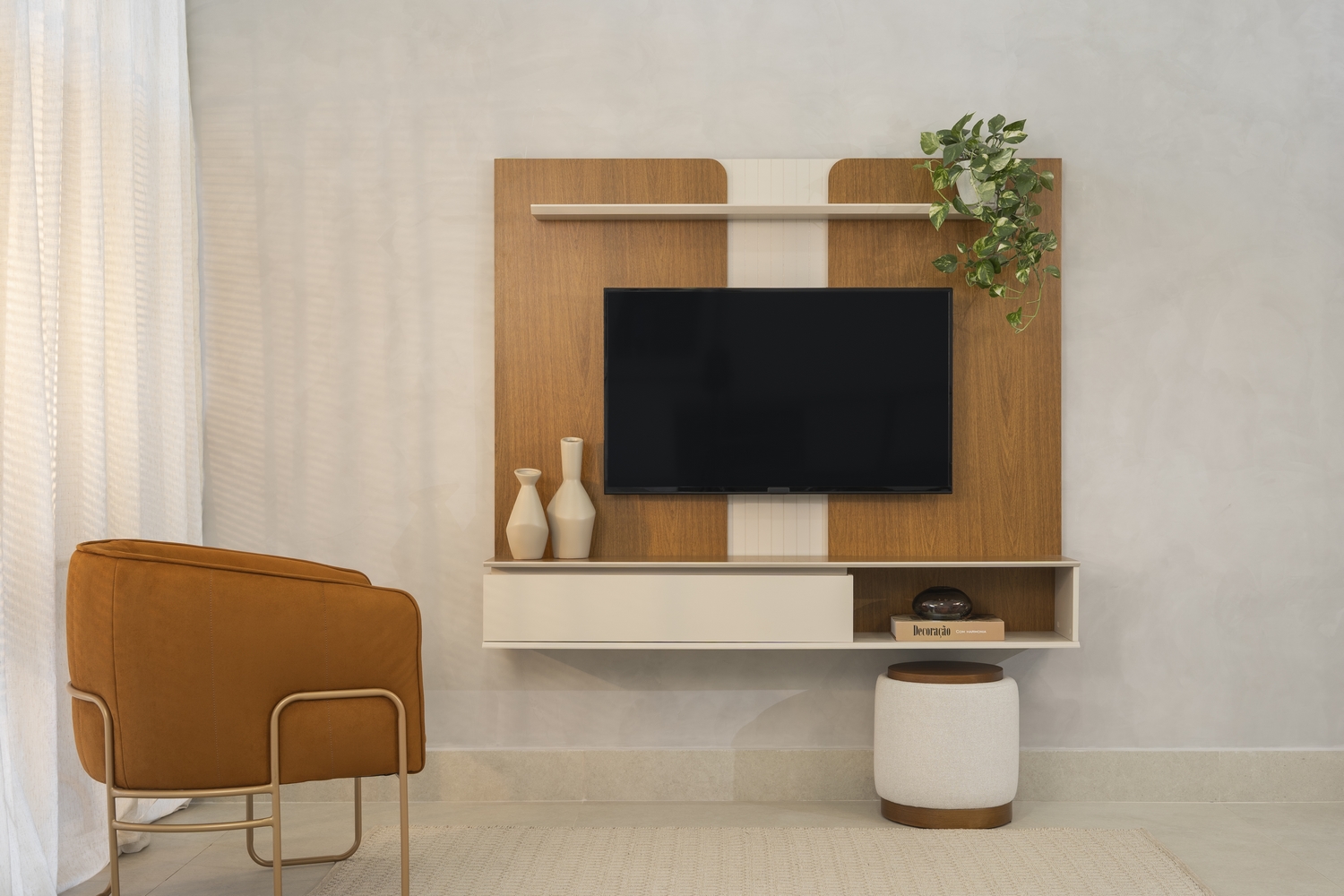 Painel Home até 65″ Larg. 1.60m Friburgo Nature/Off White – LINEA BRASIL - Imagem 5