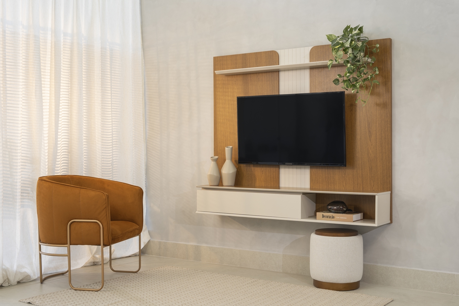 Painel Home até 65″ Larg. 1.60m Friburgo Nature/Off White – LINEA BRASIL - Imagem 3