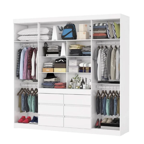 Alternative view of Guarda-Roupa Império Larg. 2.00m Branco C/Espelho 4 Portas 6 Gavetas - Carioca