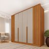 Guarda-Roupa Guarani 6 Portas  Larg. 2.44m Ripado Cinamomo/Off White