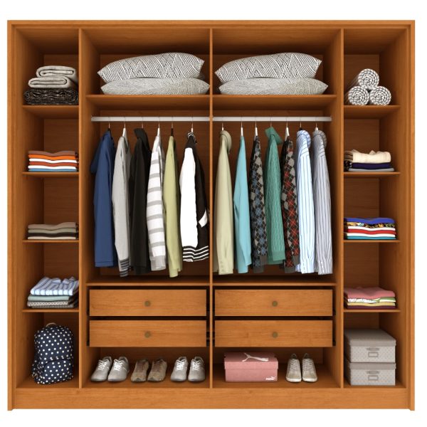 Alternative view of Guarda-Roupa Guarani 6 Portas  Larg. 2.44m Ripado Cinamomo/Off White