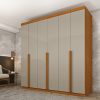 Guarda-Roupa Joinville Larg. 2.18m 6 portas e 4 gavetas Cinamomo/Off White 100% MDF
