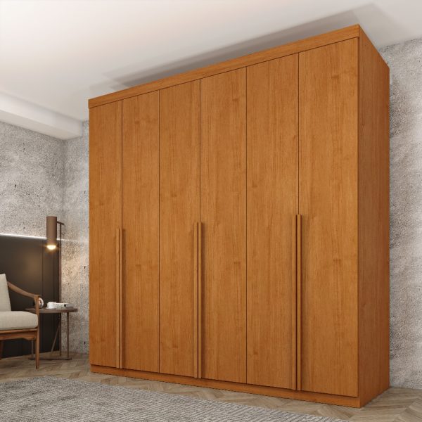 Guarda-Roupa Joinville Larg. 2.18m 6 portas e 4 gavetas Cinamomo 100% MDF