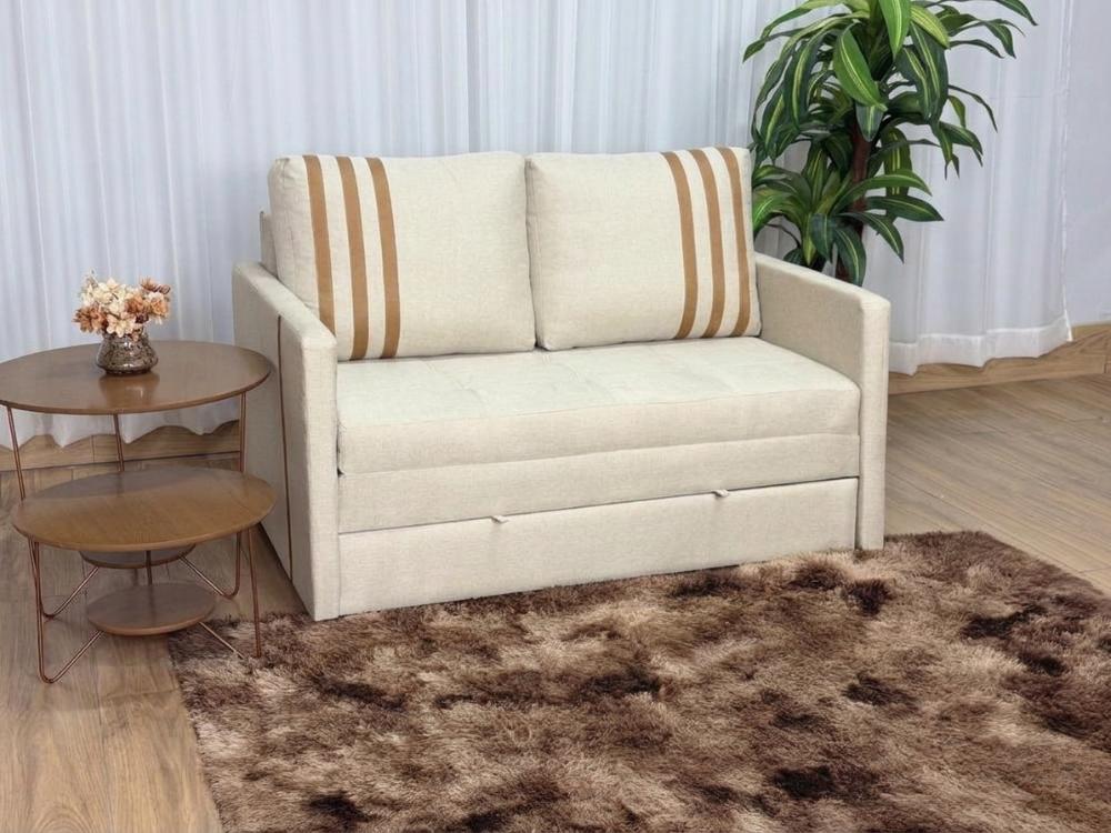 Sofa Cama Dominic Larg. 1.40m Bege Linho - Imagem 3