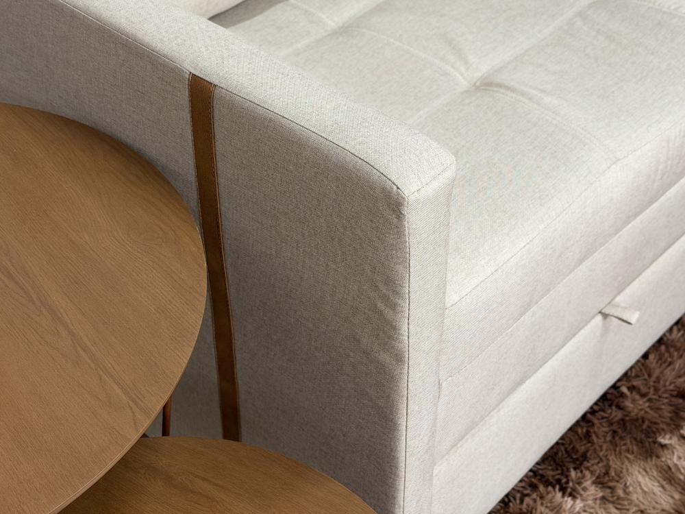 Sofa Cama Dominic Larg. 1.40m Bege Linho - Imagem 6