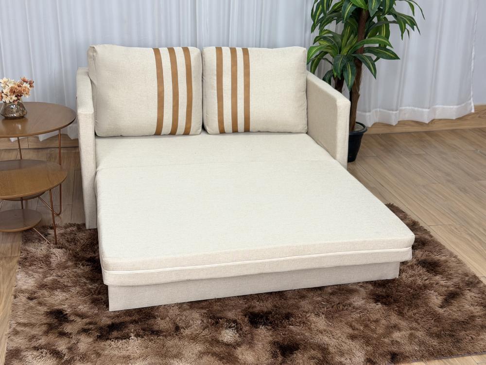 Sofa Cama Dominic Larg. 1.40m Bege Linho - Imagem 7