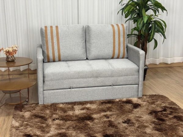 Sofa Cama Dominic Larg. 1.40m Cinza Linho