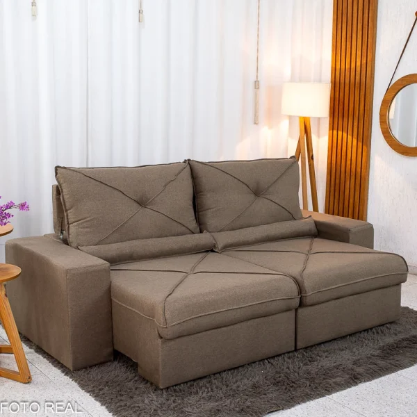 Sofá Retrátil Reclinável Tokio 2.30m Linho Marrom 28