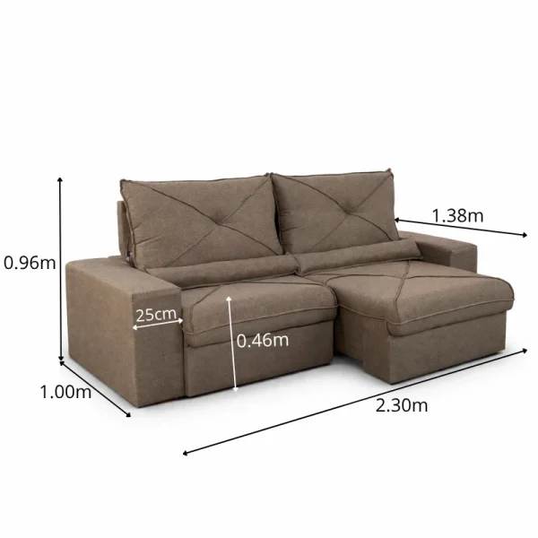 Alternative view of Sofá Retrátil Reclinável Tokio 2.30m Linho Marrom 28