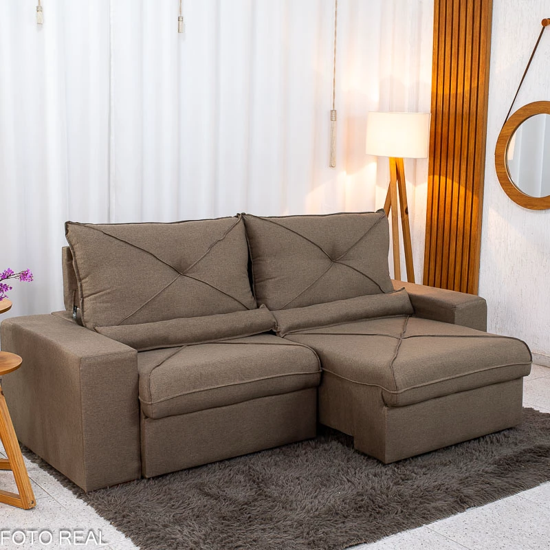 Sofá Retrátil Reclinável Tokio 2.30m Linho Marrom 28 - Imagem 4
