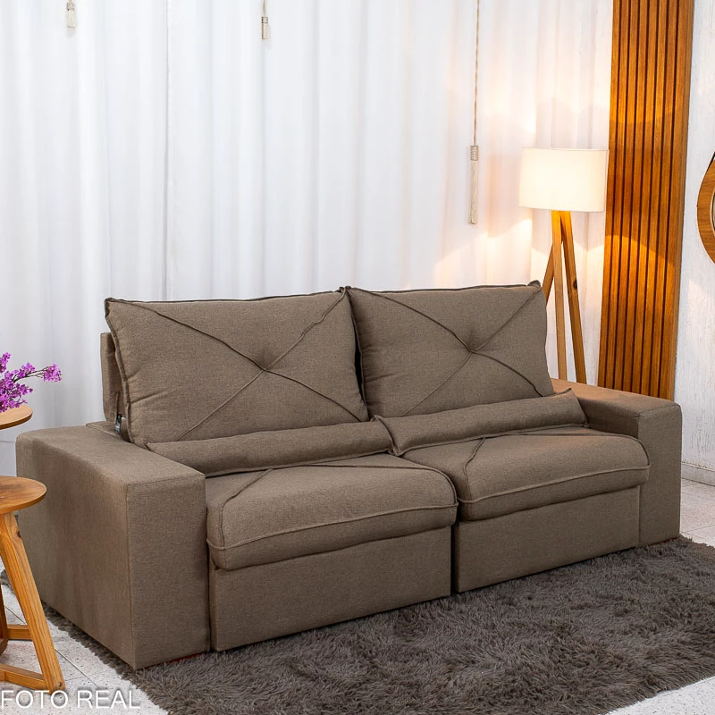 Sofá Retrátil Reclinável Tokio 2.30m Linho Marrom 28 - Imagem 7