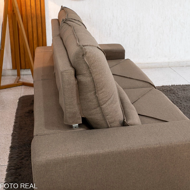 Sofá Retrátil Reclinável Tokio 2.30m Linho Marrom 28 - Imagem 6