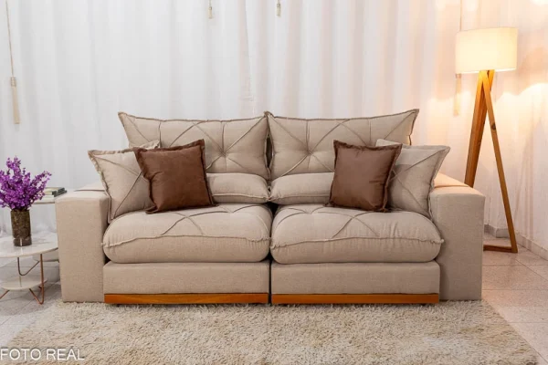 Alternative view of Sofá Retrátil Reclinável Gran Bello 2.30m Linho Bege 30 - Molas Ensacadas Pocket