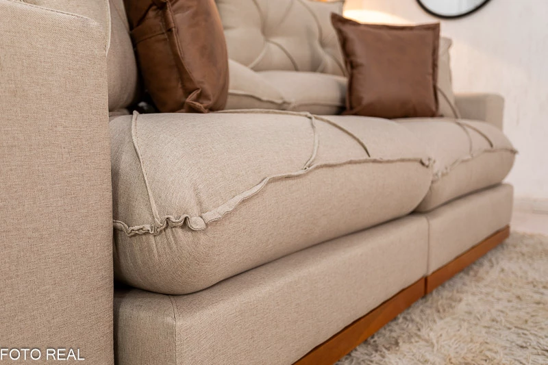 Sofá Retrátil Reclinável Gran Bello 2.30m Linho Bege 30 - Molas Ensacadas Pocket - Imagem 5
