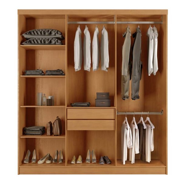 Alternative view of Roupeiro Cairo Ripado 6 Portas 100% MDF Larg. 1.80m Nature/Off Rufato