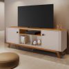 Rack Bancada Oslo Candian Larg.1.80m Off White/Cinamomo C/2 Portas Detalhe Arredondado - JCM
