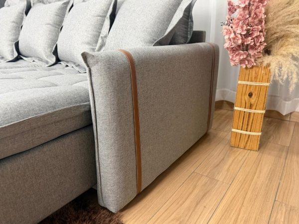 Alternative view of Sofá Retrátil Caixa Zero Munique 1.80m Cinza Linho