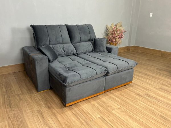 Sofá Retrátil Reclinável Oásis 1.80m – Cinza Veludão
