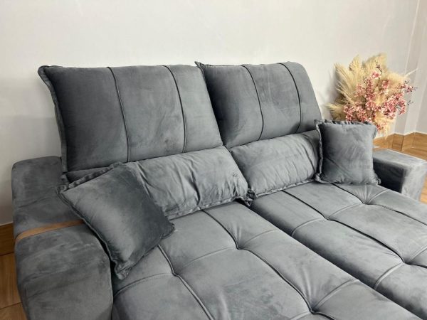 Alternative view of Sofá Retrátil Reclinável Oásis 1.80m – Cinza Veludão