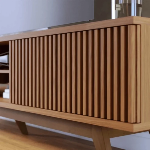 Alternative view of Rack Bancada Fortaleza C/Detalhe Ripado Larg. 2.18m Freijó Para TV's até 75 Polegadas - Colibri