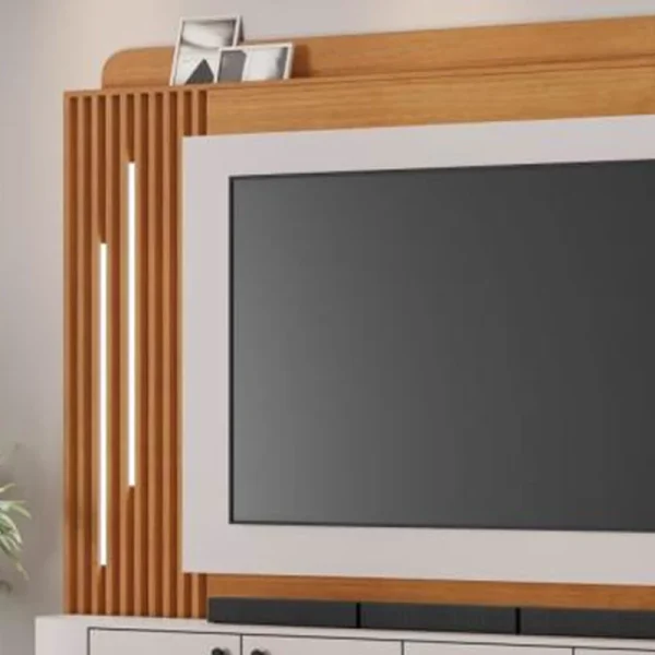 Alternative view of Home Dominus Candian Larg. 1.82m Cinamomo/Off White C/Detalhe Ripado e Luminárias em LED - JCM