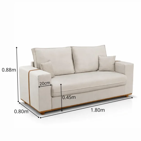 Alternative view of Sofá 3 Lugares Dackar Veludo Bege 01 Larg. 1.80m - Molas bonnel