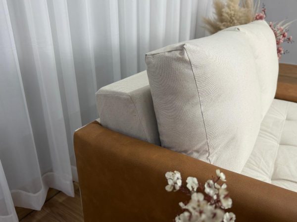 Alternative view of Sofa Cama Anis 1.60m Com Baú no Braço – Bege Linho/Marrom Courino